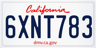 CA license plate 6XNT783