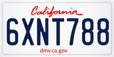 CA license plate 6XNT788