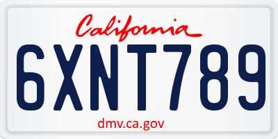 CA license plate 6XNT789
