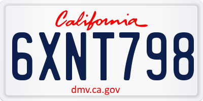 CA license plate 6XNT798