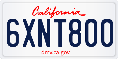 CA license plate 6XNT800