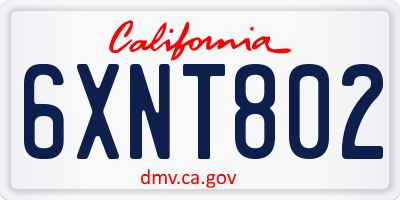 CA license plate 6XNT802