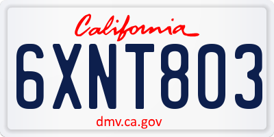 CA license plate 6XNT803