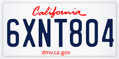 CA license plate 6XNT804