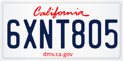 CA license plate 6XNT805