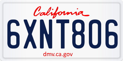 CA license plate 6XNT806