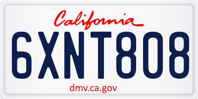 CA license plate 6XNT808