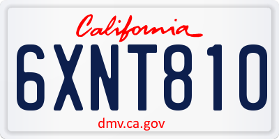 CA license plate 6XNT810