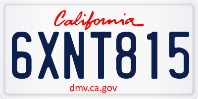 CA license plate 6XNT815