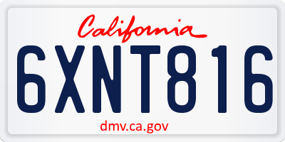 CA license plate 6XNT816