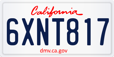 CA license plate 6XNT817