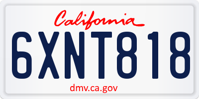 CA license plate 6XNT818