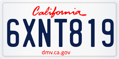 CA license plate 6XNT819