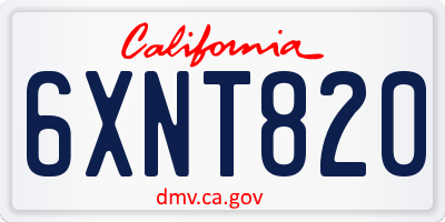 CA license plate 6XNT820
