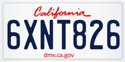 CA license plate 6XNT826