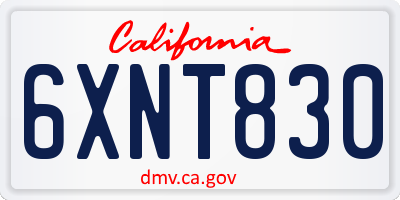 CA license plate 6XNT830