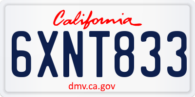 CA license plate 6XNT833