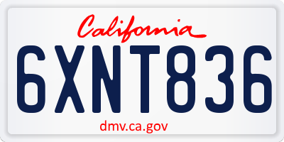 CA license plate 6XNT836