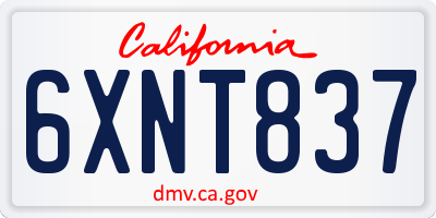 CA license plate 6XNT837