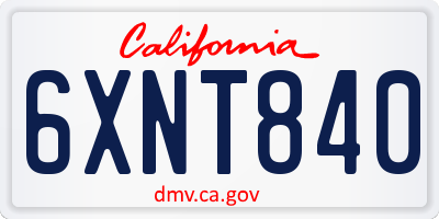 CA license plate 6XNT840