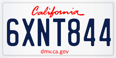 CA license plate 6XNT844