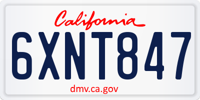 CA license plate 6XNT847