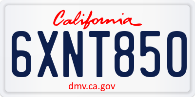 CA license plate 6XNT850