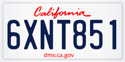 CA license plate 6XNT851