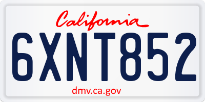 CA license plate 6XNT852