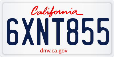 CA license plate 6XNT855