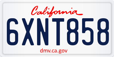 CA license plate 6XNT858