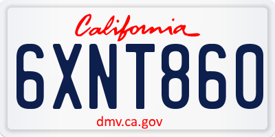 CA license plate 6XNT860