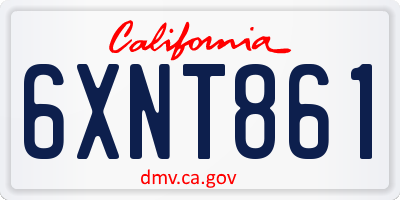 CA license plate 6XNT861