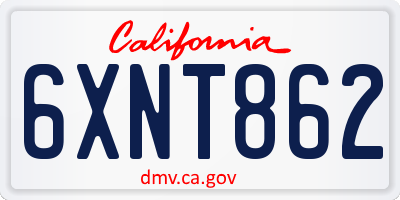CA license plate 6XNT862