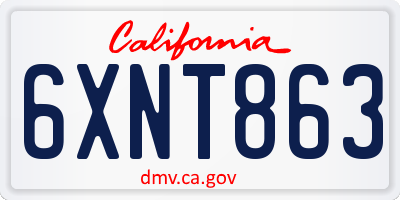 CA license plate 6XNT863