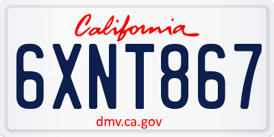 CA license plate 6XNT867
