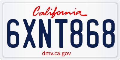 CA license plate 6XNT868