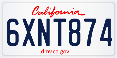 CA license plate 6XNT874