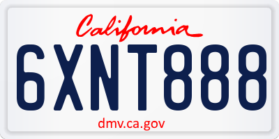 CA license plate 6XNT888