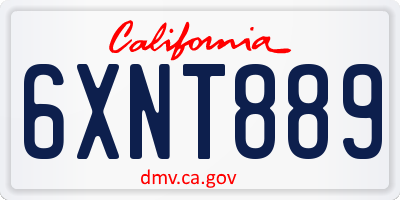CA license plate 6XNT889