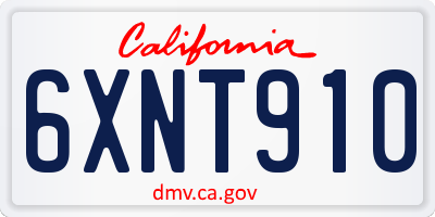 CA license plate 6XNT910
