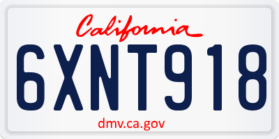 CA license plate 6XNT918