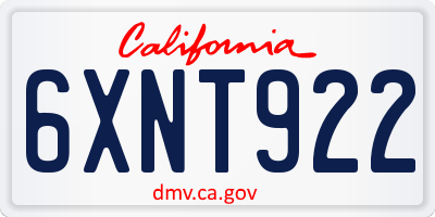 CA license plate 6XNT922