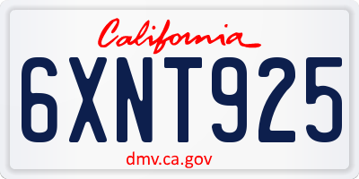 CA license plate 6XNT925