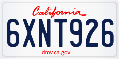 CA license plate 6XNT926