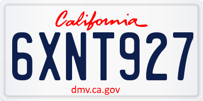 CA license plate 6XNT927