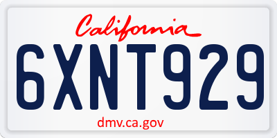 CA license plate 6XNT929