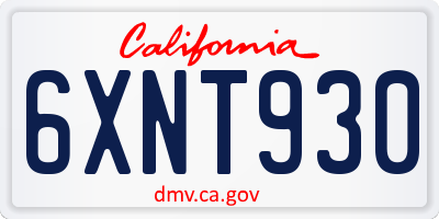 CA license plate 6XNT930