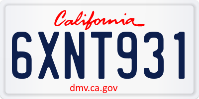 CA license plate 6XNT931