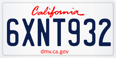 CA license plate 6XNT932